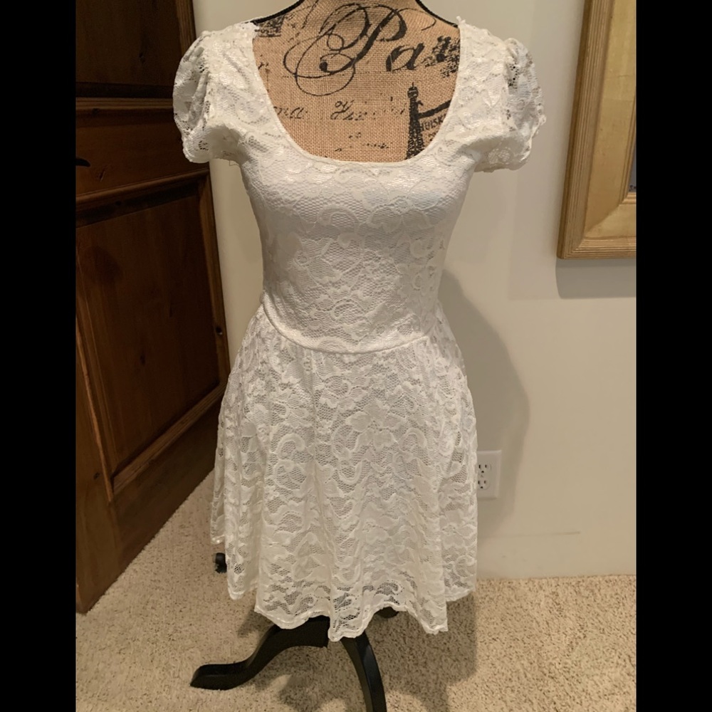 GB White lacy lined dress